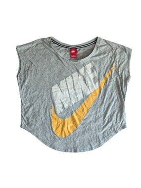 Nike Gray Boxy Scoop Hem Tee Relaxed Fit Sz.L